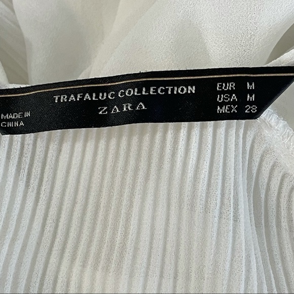 Zara Cold Shoulder Sheer Pleated Blouse - Picture 7 of 8